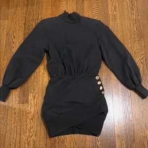 Retrofete Black Dress with Gold Button Details